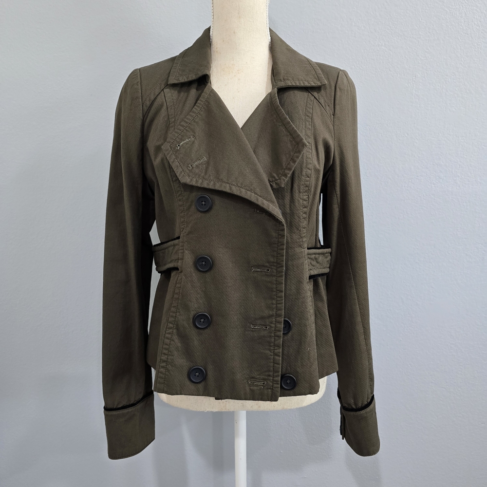 Sanctuary Dark Olive Double-Breasted Trench Coat - Picture 1 of 10